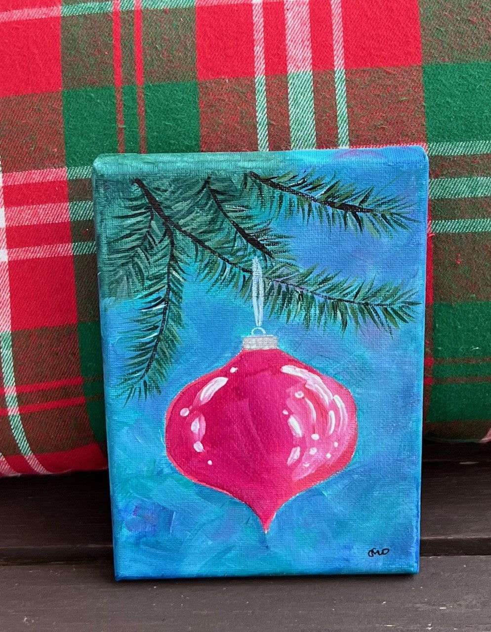 Holiday - Pink Bauble - 5 x 7 acrylic on canvas