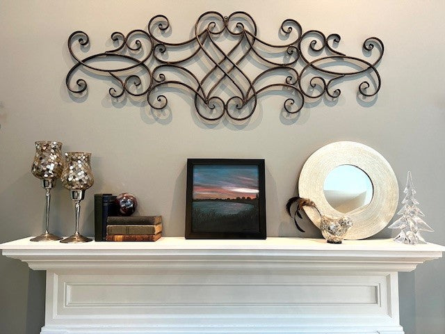 Dusk at the Reservoir - 12 x 12 framed original