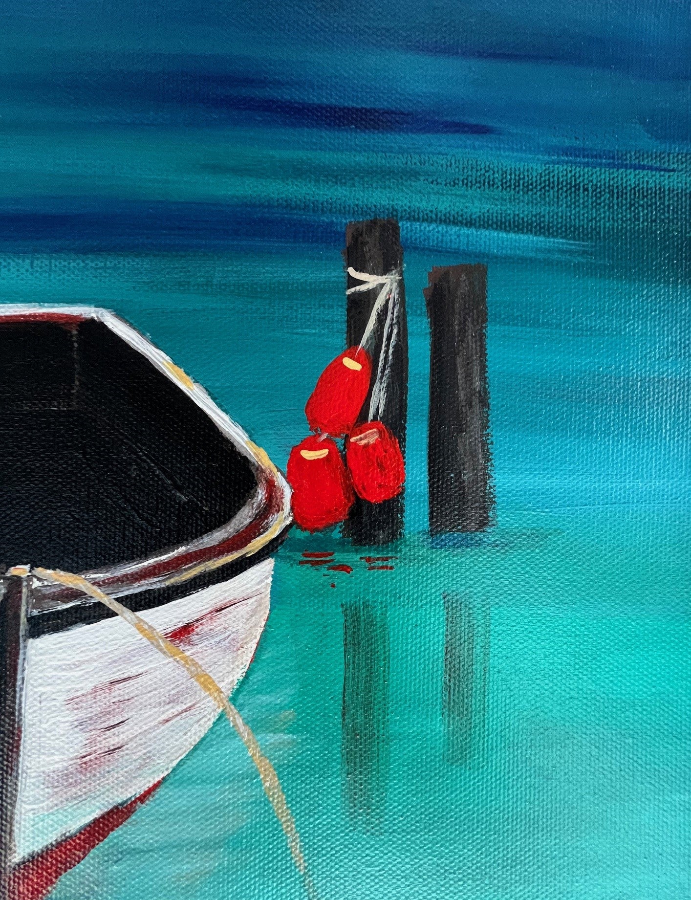 Reflecting on the day - 12 x 16" framed acrylic on canvas