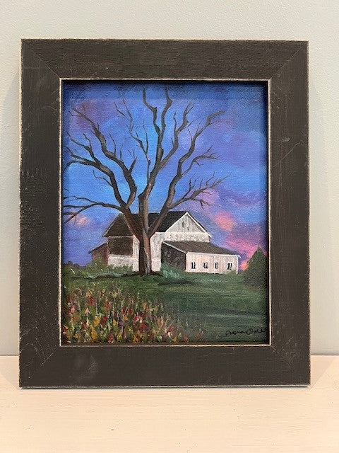 Farmette at Dusk - 8 x 10 framed original