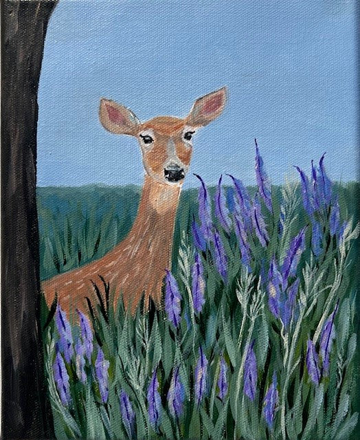 Deer Sweet Moment - 8 x 10 framed original