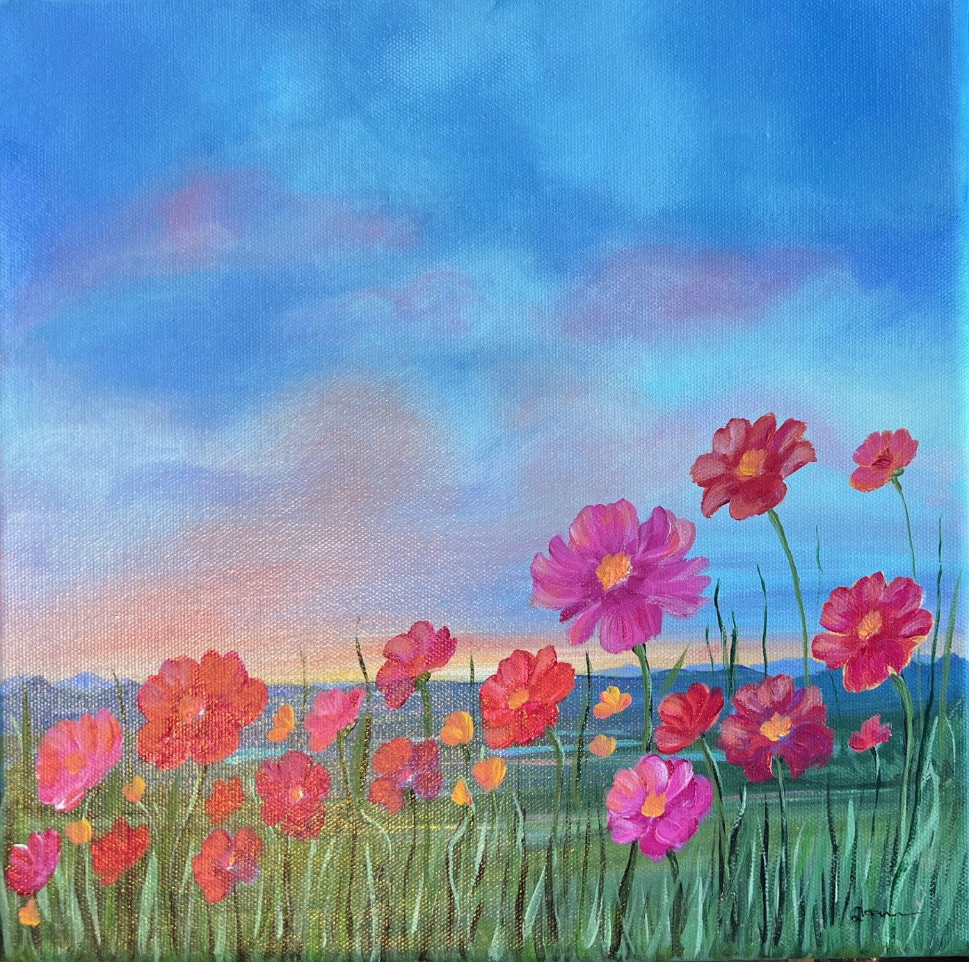 Marsh Floral - 12 x 12" original acrylic on canvas