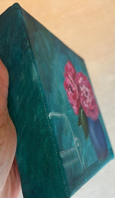 Fun-Sized floral 6 x 6" acrylic on a chunky 1.25" thick canvas - Open rose