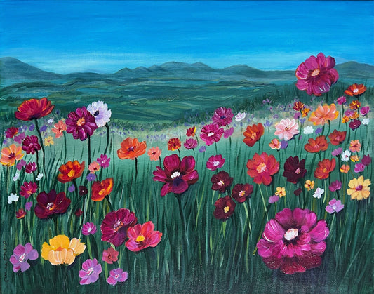 Peaks and Petals - 16 x 20" original acrylic on canvas